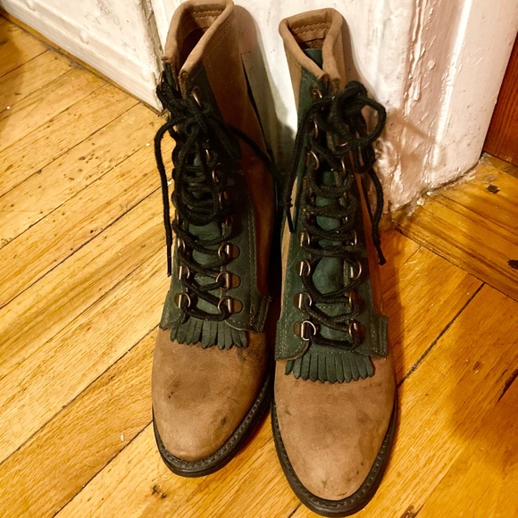 oncourse Shoes - Cute genuine leather vintage two tone roper boots
